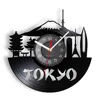 Japan Tokyo Skyline Decorative Wall Clock For Enterprise Office Japanese Cityscape Vinyl Album Record Watches Japan Souvenir 1