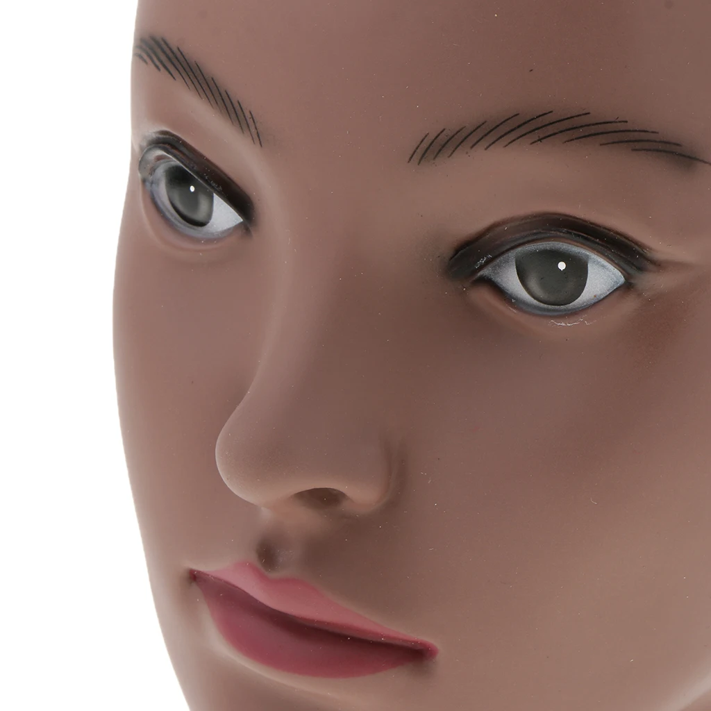 Mannequin Head Brown Female Pro Cosmetology Wig Hat Necklace Display Model