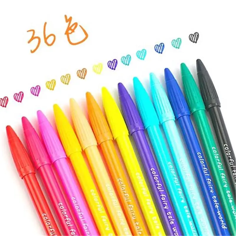 

36pcs Drawing Pen Kawaii Watercolor Pen Fineliner Scrapbook Color Ink 0.3mm Design Pen Cute Stationary Supplies
