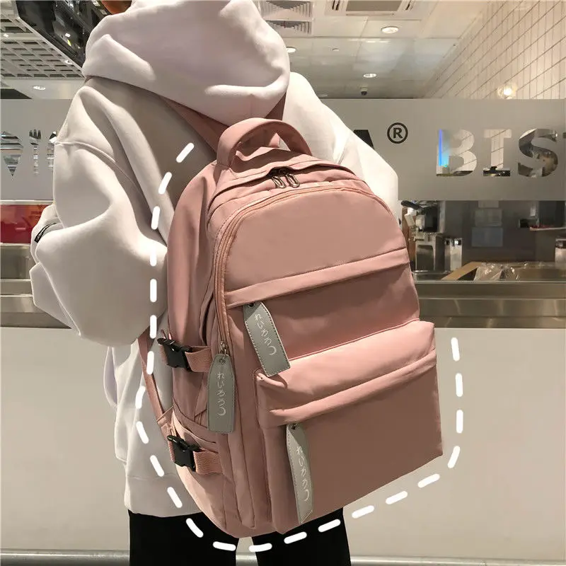 

Teen School Bags for Girls Backpack Women Teenage Student Bookbags Large Capacity Solid Nylon Waterproof Junior High Bag School