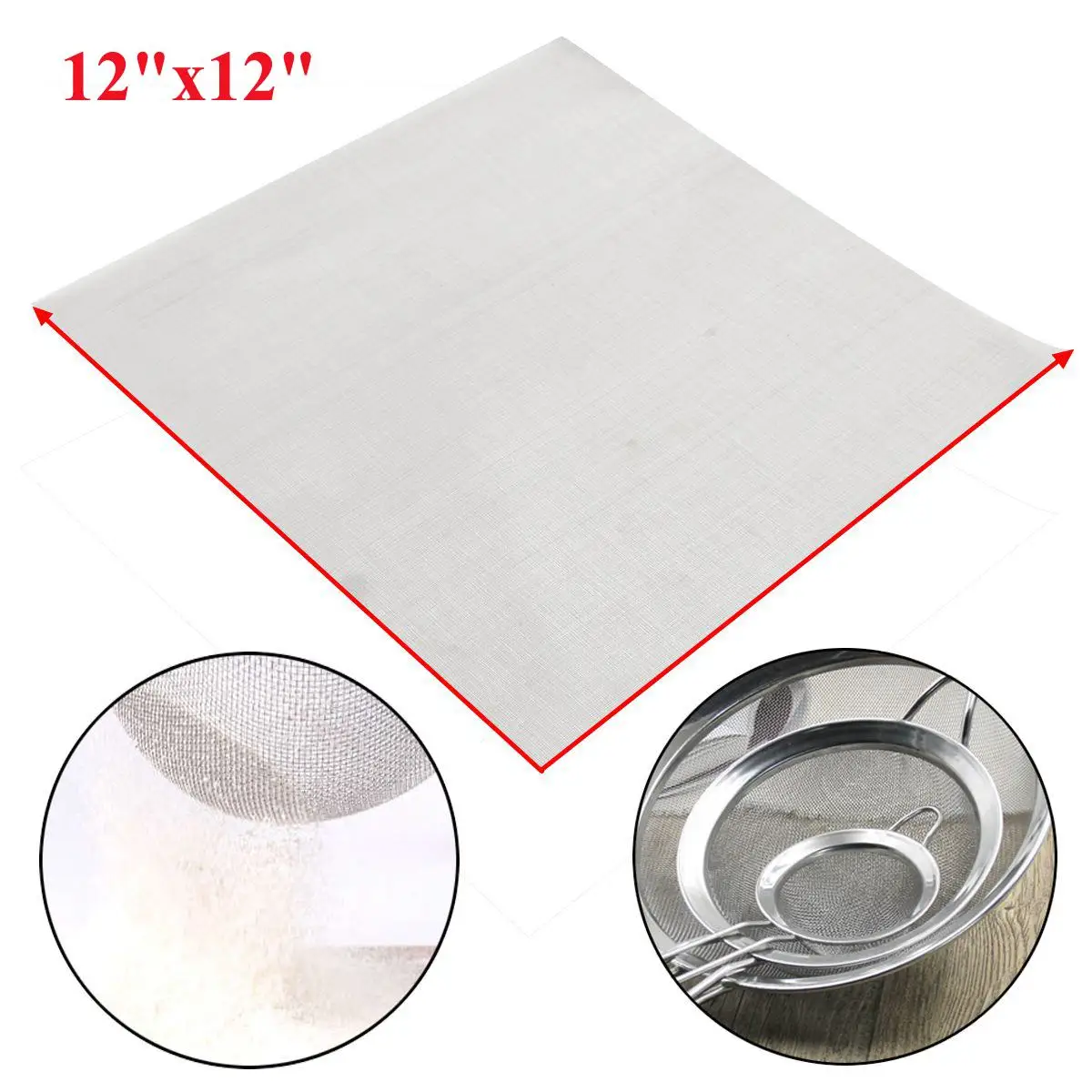

140 Mesh Filtration 110 Micron Stainless Steel Silver Woven Wire Cloth Screen Dry Sift Sieve 12''x12'' For Industrial Tools