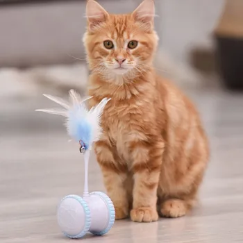 

Rechargeable Electronic Automatic Smart Cat Toy With Wheels Feather Tease Cat Interactive Supplies