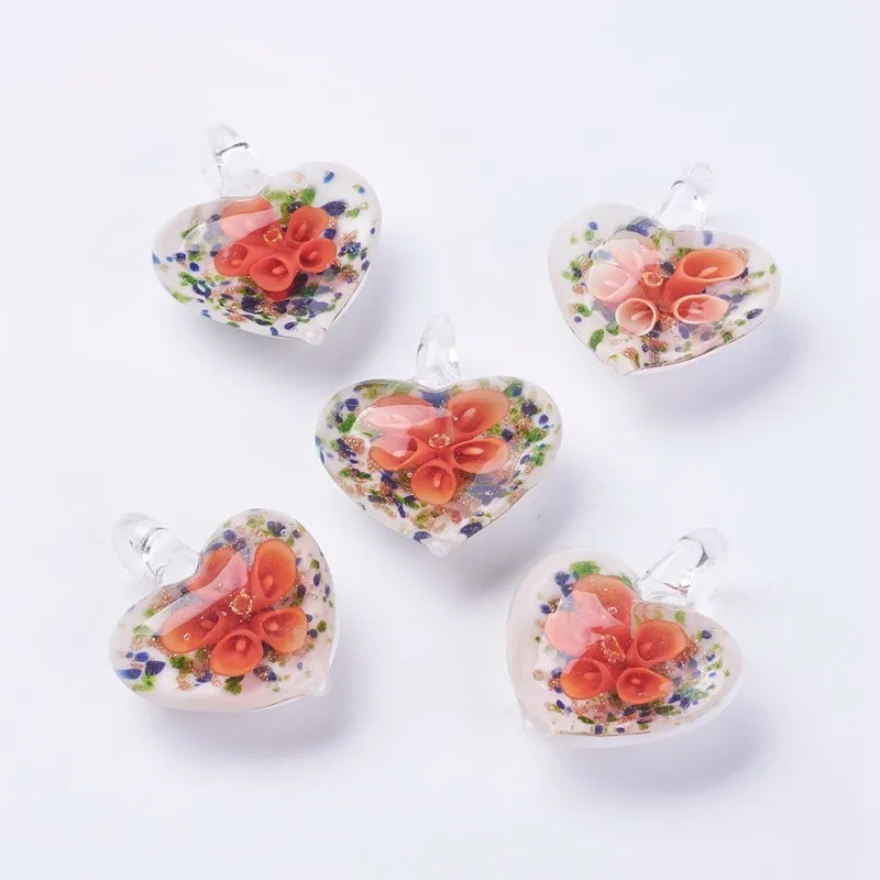 

Handmade Lampwork Heart Pendants Large Hole Pendant for necklace jewelry making Fashion jewelry Decorate F70