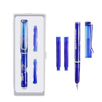 

2+1Pcs/set Erasable Fountain Pens Blue Ink Sac Black / Pink / White 3 Styles School Office Writing Tool Kawaii Student Gift
