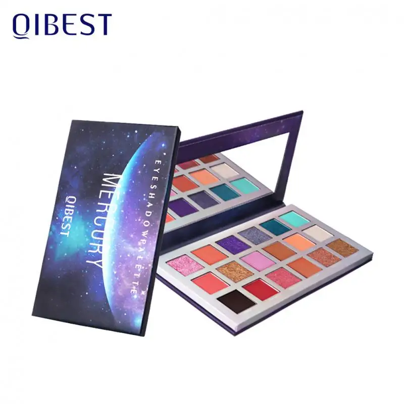 Палитра теней для век QIBEST 2020 18 цветов блестящие матовые тени водостойкие