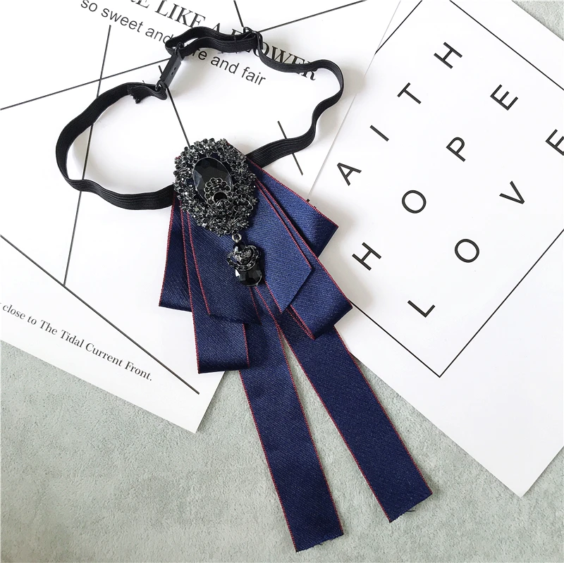 Ribbon Bowtie Мужской женский галстук-бабочка из ленты, винтажный эластичный ремешок, сплав, стразы, Бабочка, свадебные, Клубные, вечерние, Униформа, кристалл, галстук-бабочка - Цвет: Ribbon Bowtie