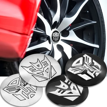 

4X 56mm 3D Transformers Autobot Car Steering tire Wheel Center Badge sticker Hub Cap Emblem Decals Symbol Car styling Decoration