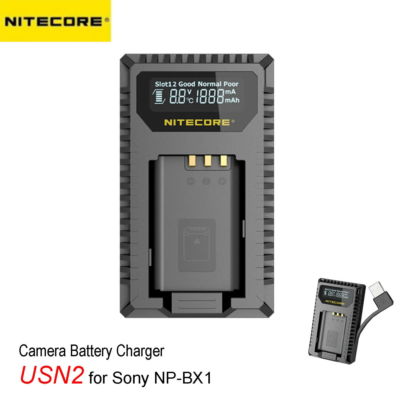 NITECORE USN2 USB двойной слот для путешествий ЖК-дисплей Камера Зарядное устройство для sony NP-BX1 батареи совместимы DSC-HX350 DSC-H400 DSC-HX400 DSC-HX90