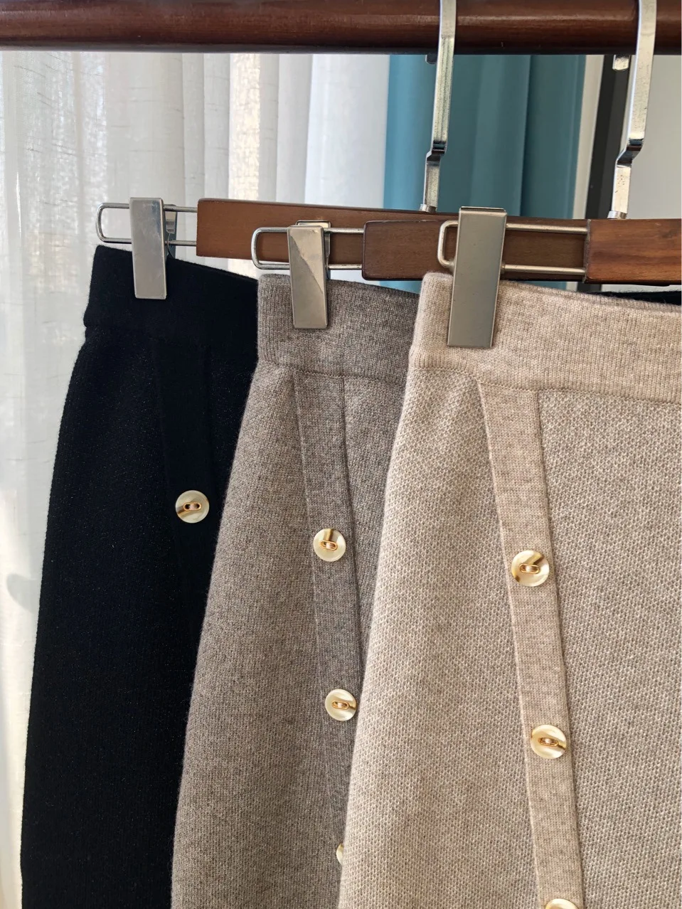 Yakwool трикотажная юбка Женская Повседневная однотонная элегантная до середины икры трикотажная юбка с пуговицами