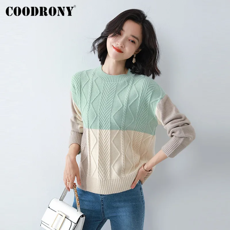 COODRONY Brand 2020 New Autumn Winter Streetwear Criss Cross Jumper Female Elegant Light Color Slim Pullover Sweater Women W1164