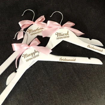 

Wedding Hanger Bridesmaid Name Hanger, Personalized Bridesmaid Gift Engraved White Hanger, Custom Bridal Party Gift