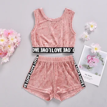 

Girls Set Summer Sleeveless Top +Shorts 2Pcs Children Clothes