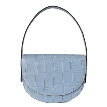 

Luxury Women Bags 2020 Brand Designer Saddle Bag Genuine Leather Vintage Handbags Ladies Crocodile Shoulder Crossbody Bag Blue