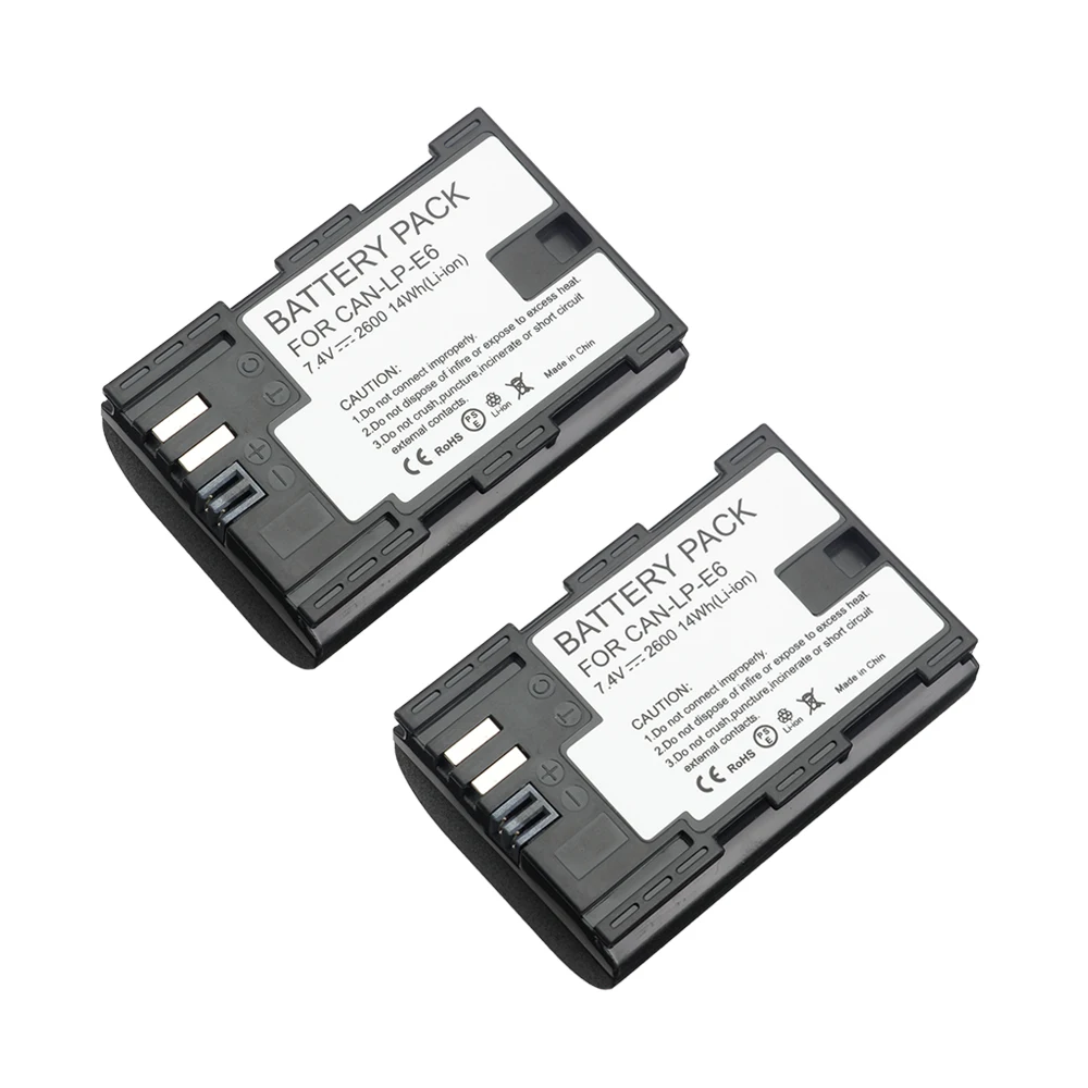 2 pcs Battery YILIZOMANA 2600 мАч LP-E6 LP E6 LPE6 батарейный блок камеры для Canon 5D Mark II III 7D 60D EOS 6D 70D 80D для canon Аксессуары - Цвет: 2 pcs Battery