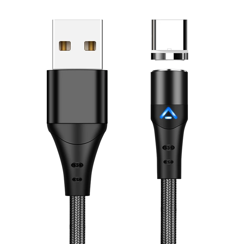 1 м/2 м светодиодный магнитный кабель Micro usb type-C кабель для iPhone 8 samsung Xiaomi Магнитный кабель для зарядки телефона провод USB-C шнур для зарядного устройства - Цвет: Black For Type C