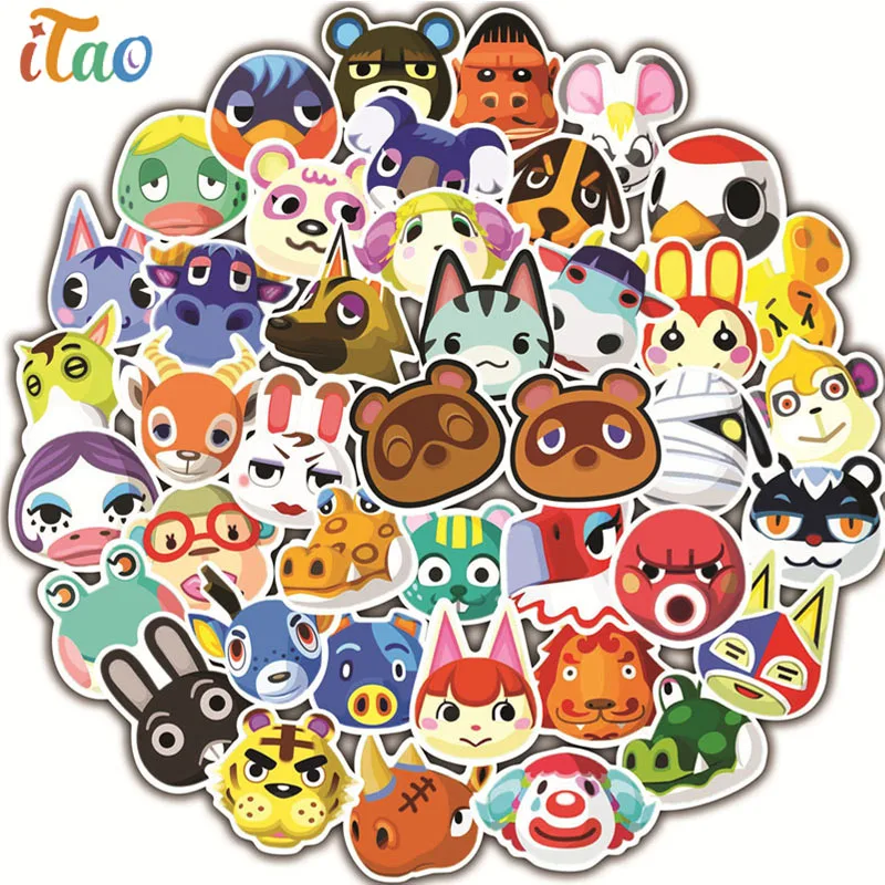 

10/20/30/40/50pcs Cartoon Animal Crossing Stickers Motorcycle Luggage Skateboard Laptop Guitar Notebook Cute Sticker Kids Toys