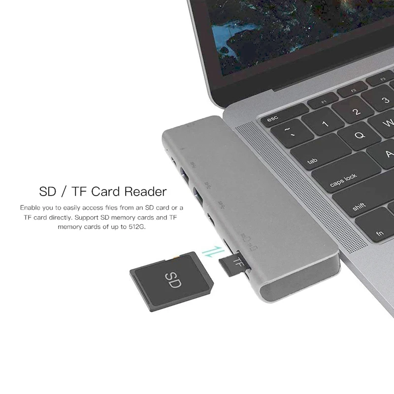 7 в 1 Thunderbolt3 USB 3,1 type C концентратор 4 к 60 Гц USB адаптер Поддержка 87 Вт Зарядка для MacBook Pro/tv