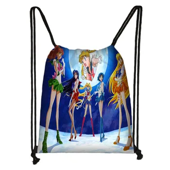 

Custom Sailor Moon Drawstring Bag Daypack Kids Satchel Casual Backpack Teenager Storage Bag Women Men 32x38cm*18-1031-26