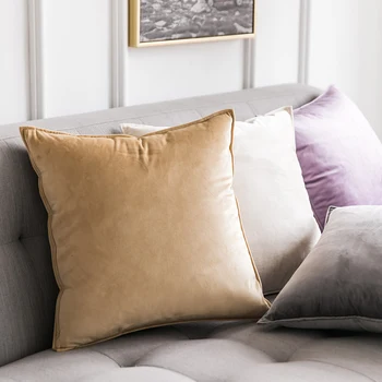 

Decorative Velvet Throw Pillow Cover Soft Dark Blue Pillow Cover Soild Square Cushion Case for Sofa Bedroom Car 18x 18 Inch