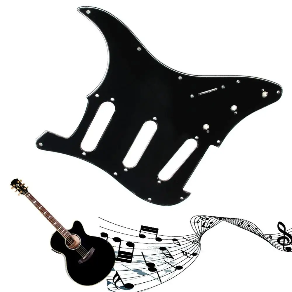 FLEOR 3Ply Black Left Handed Strat Pickguard Guitar Scratch Plate for USA/Mexican Made Strat Guitar Modern Part 