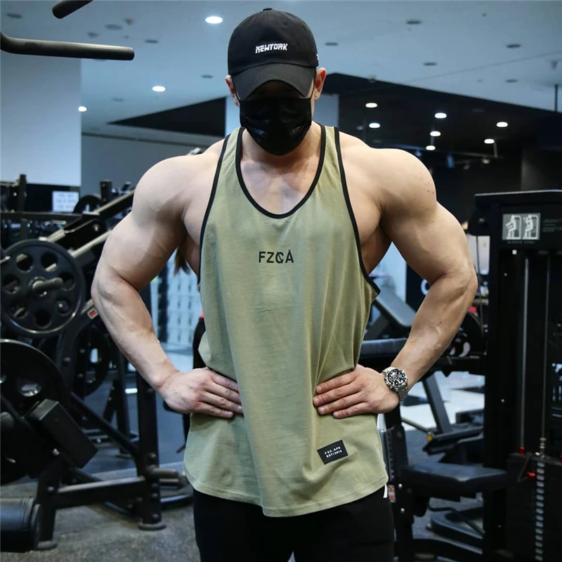 Men Stringer Bodybuilding Tank Top Gym Fitness Clothes Men
