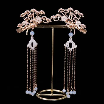 

FORSEVEN Delicate Long Tassel Beads Headpieces Hairpin Clips Women Bride Noiva Chinese Wedding Party Hair Jewelry Headbands