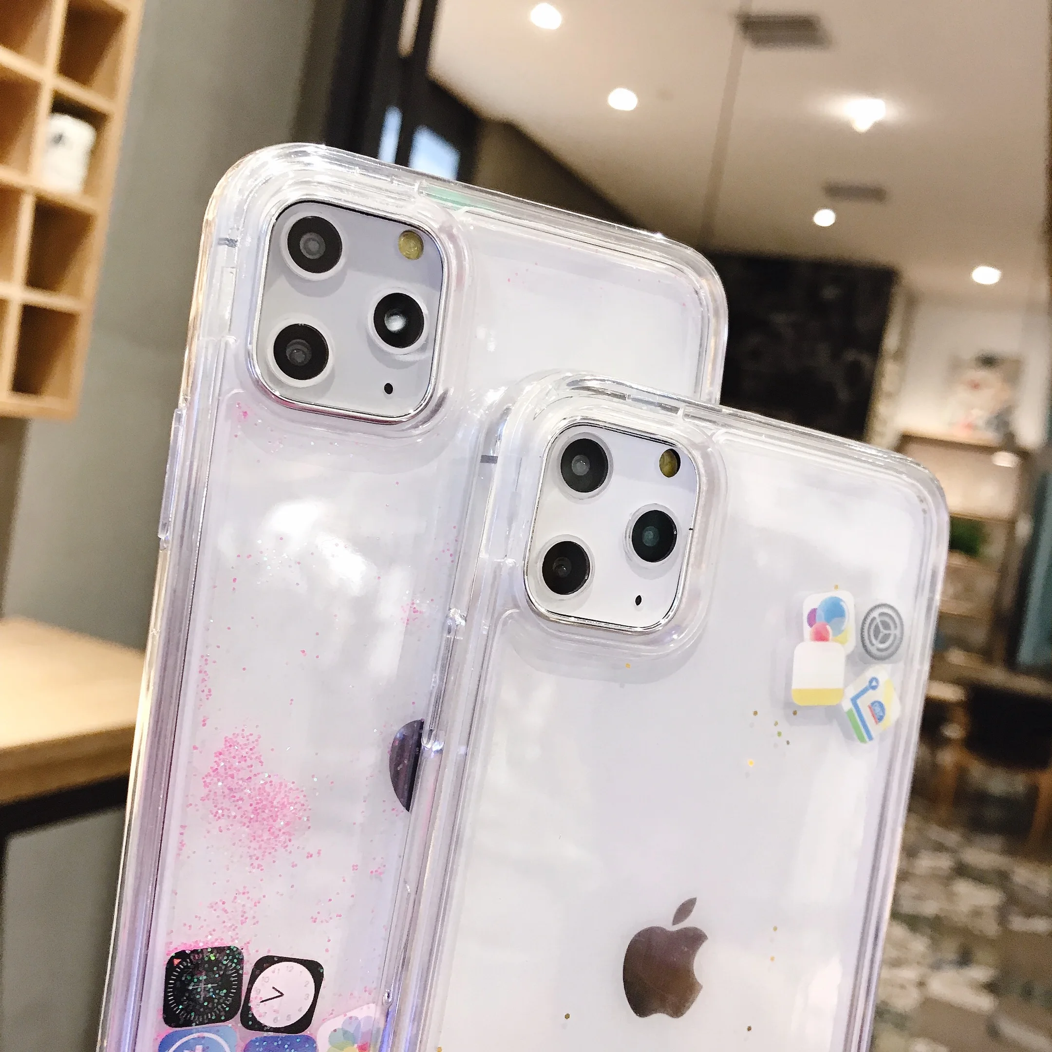 Противоударный чехол с динамическим зыбучим песком для iPhone X, XR, XS, 8, 7, 11 Pro, MAX, значок приложения, блестящий силиконовый Жесткий Чехол для iPhone 6S Plus, чехол