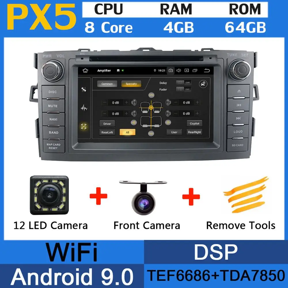 5 USB порт PX6/восьмиядерный Android 9,0 автомобильный dvd-плеер для TOYOTA AURIS 2006 2007 2008 2009 2010 2011 хэтчбек автомобильный радио gps DSP - Цвет: PX5
