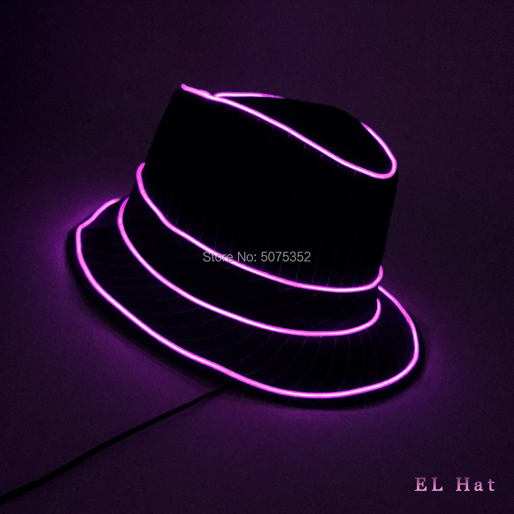 GZYUCHAO EL Ночная светящаяся Fedora с широкими полями летняя шляпа EL Jazz-cap светодиодная светящаяся шляпа для сценического шоу танцевальный DJ клуб