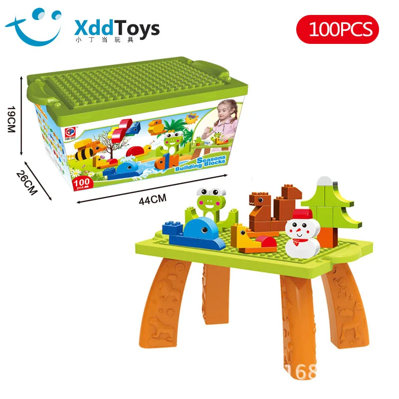 

Children Barrel Early Education Multi-functional Building Blocks Table Four Seasons Changed Joy Home 100 Block Building Blocks A