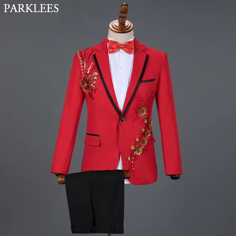 Wedding Men Suit Set Red | Men