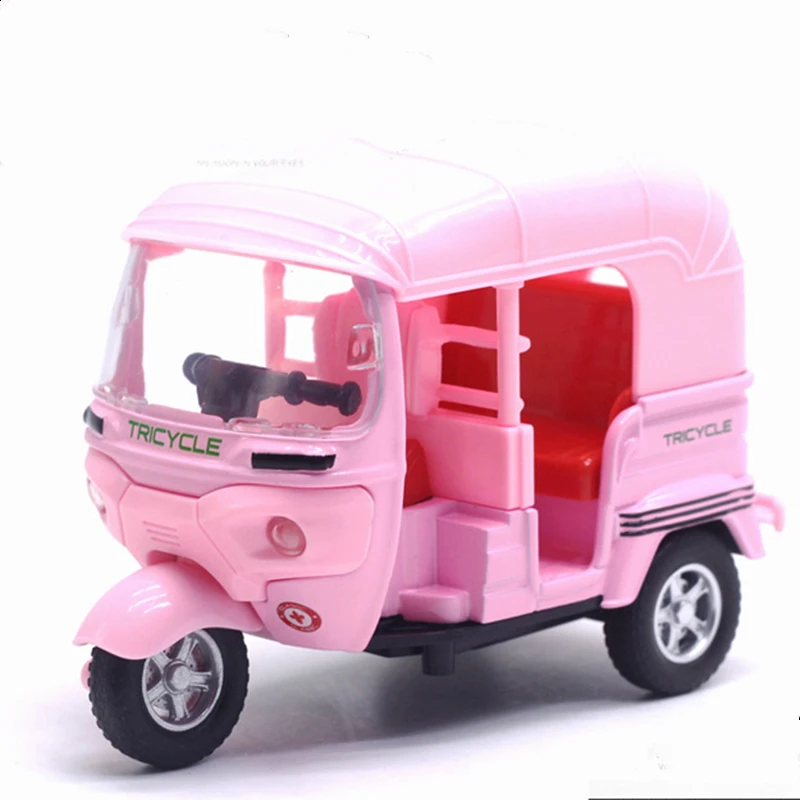 Alloy Three-Wheeled Motorcycle Pull Back Car With Light Music Model Toy Car Model Kids Gift Collectible Decoration
