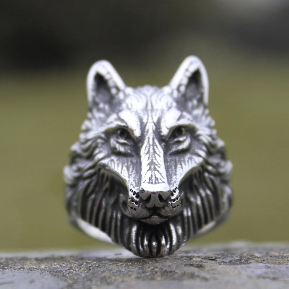 Cool Men Women Silver Color 316L Stainless Steel Wild Wolf Biker Rings Fashion Animal Biler Jewelry Gift for Him | Украшения и