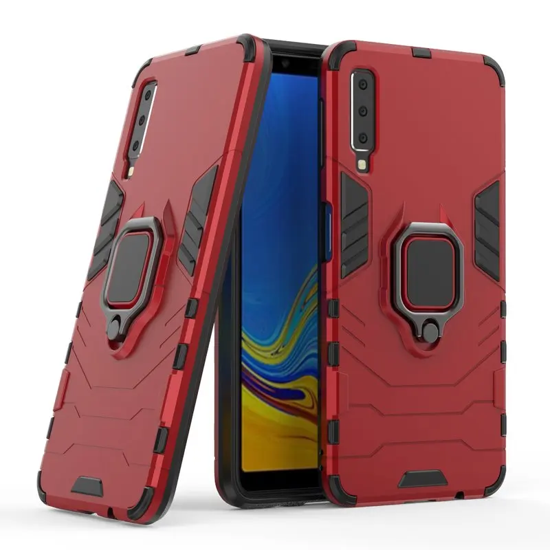 

For Samsung A7 2018 Case Armor Shockproof Phone Case For Samsung Galaxy A7 2018 A750 A750FN Metal Finger Ring Protective Cover