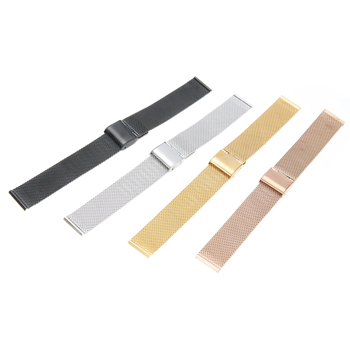 12mm/14mm/16mm/18mm/20mm/22mm/24mm Stainless Steel Watch Strap Straight End Bracelet Mesh Buckle Watch Band 4 Colors Shellhard