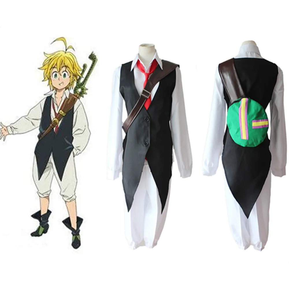

The Seven Deadly Sins Costumes Dragon's Sin of Wrath Meliodas Cosplay Carnival Halloween Adult men Costumes Meliodas backpack