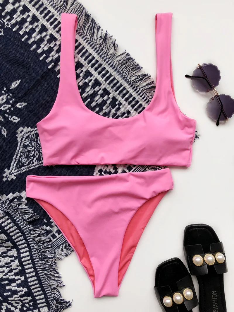 High waist bikinis 2020 Bandeau swimsuit women swimwear female mujer Sports Vintage bathing suit Two piece suit biquini