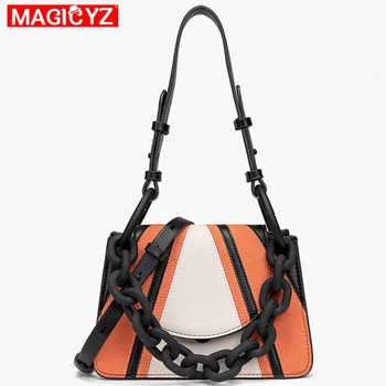 

2020 NEW small Subaxillary Bags thick chain clamshell portable crossbody bag stitching contrast color summer small shoulder bag