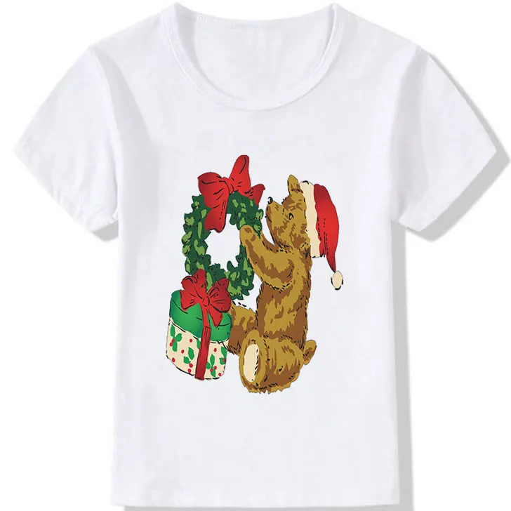 Модные новогодние майки для девочек, Kawaii Elk, футболки для мальчиков детская футболка с принтом Санта-Клауса в подарок милый корейский дизайн для отдыха - Цвет: 4266
