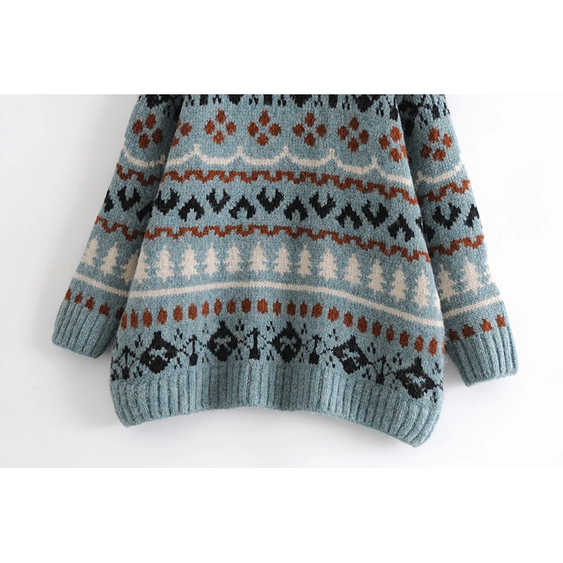 Women Sweaters Za 2020 Vintage Geometric Print