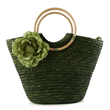 

Hand Straw Handbag Women Flower Woven Summer Beach Messenger Tote Bag Basket Shopper Purse Bolsa Feminina