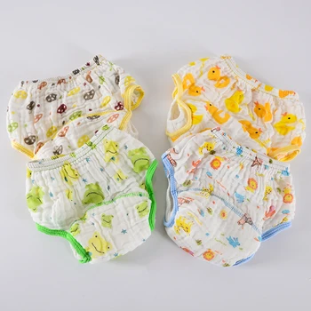 

1pc/lot Baby Wash Gauze Leakage Cloth Diaper Baby Cartoon Printing Learning Pants Infant Printing