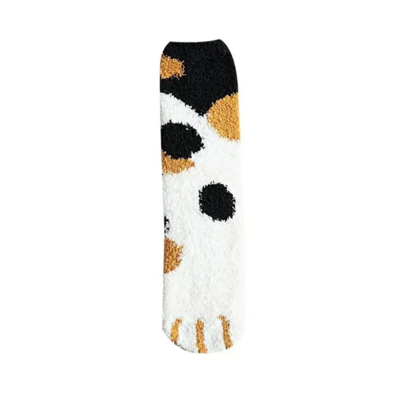 Женские зимние носки с когтями, милые толстые теплые носки-тапочки для сна, плюшевые коралловые флисовые Носки, женские носки без пятки - Цвет: C