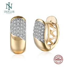 INALIS горячие новые серьги-гвоздики шампанского золотого цвета инкрустированные цирконием геометрической формы романтичные серьги для женщин