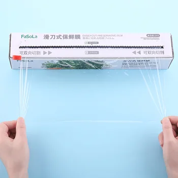 

Kitchen PE Plastic Wrap Food for with Cutter Household Economy Size Refrigerator Slip Knife-Cut Box Large Curls