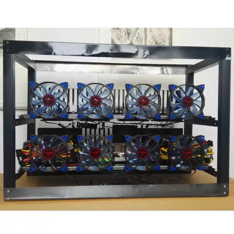 8 GPU крипто монета открытая воздушная алюминиевая рамка чехол для горного шахтера рамка для установки Стекируемый чехол с 12 вентилятором Наружная рамка ETH/ZEC/BTH