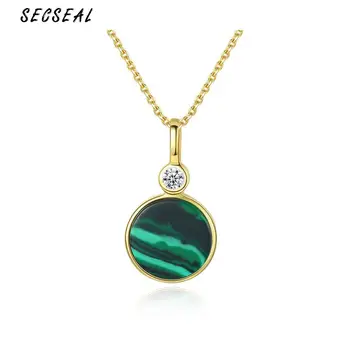

Fashion Green Malachite 925 Sterling Silver Luxury Long Chain Necklace For Women Personalized Pendant Necklace Fine Jewelry Gift