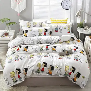 

2019 3/4pcs Winter Bedding Set Happy Family Cartoon Printing Duvet Cover Bed Flat Sheet Pillowcase Home textile Dropshipping