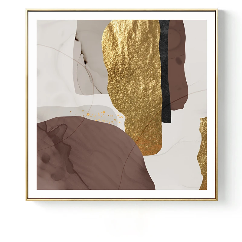 Абстрактный мраморный холст печать картины коричневый золотой фольги плакат скандинавские настенные художественные картины на холсте гостиная офис Домашний декор - Цвет: C