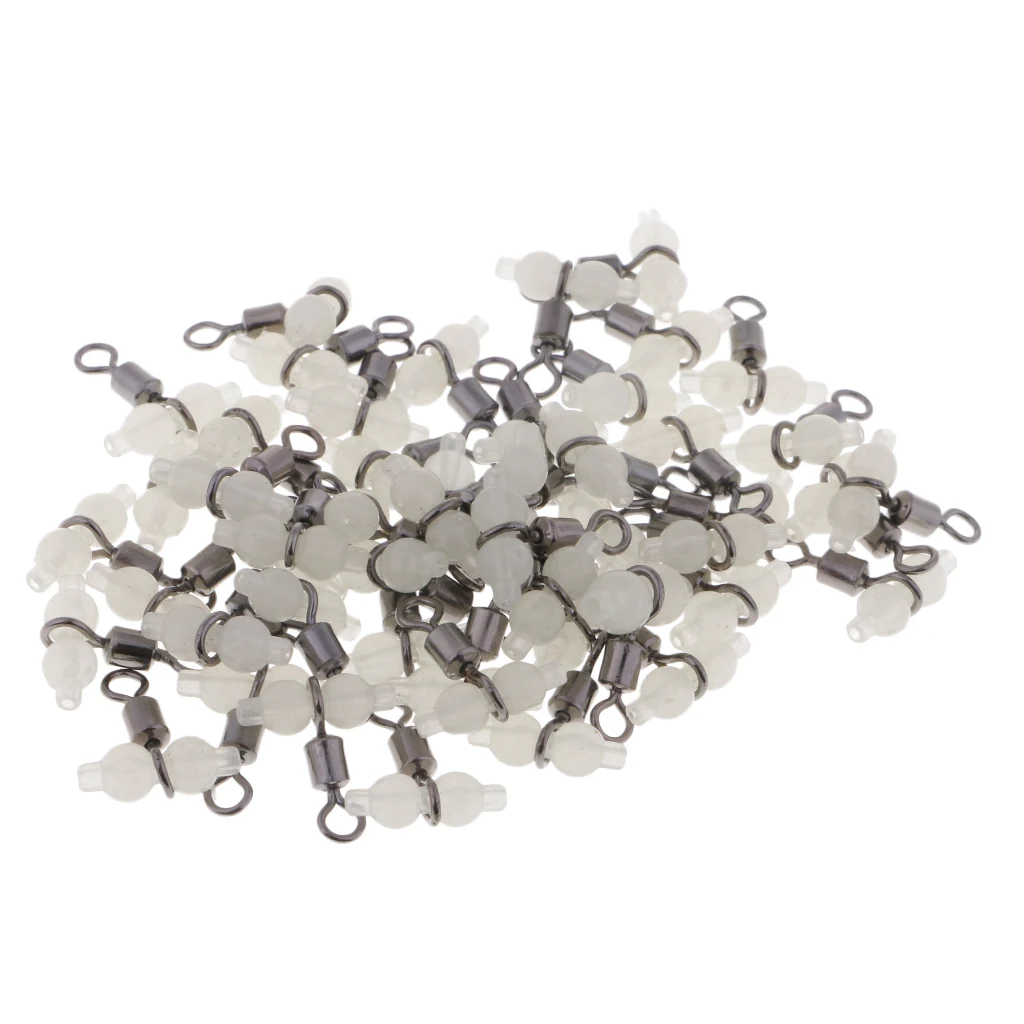 50Pcs Stainless Steel Luminous 3 Way Fishing Swivels Cross Line Connectors - Produce Different Colors Under Different Light